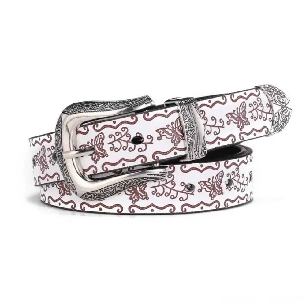 Butterfly Embossed Women's Faux Leather Belt Hip-Hop Waistband Fashion Jeans Belt