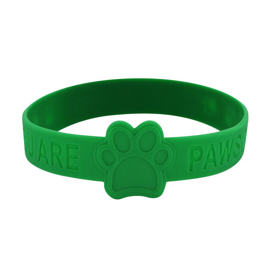 Custom Cartoon Dog Paw Silicone Wristband, Solid Color Engraved Small Gift Bracelet