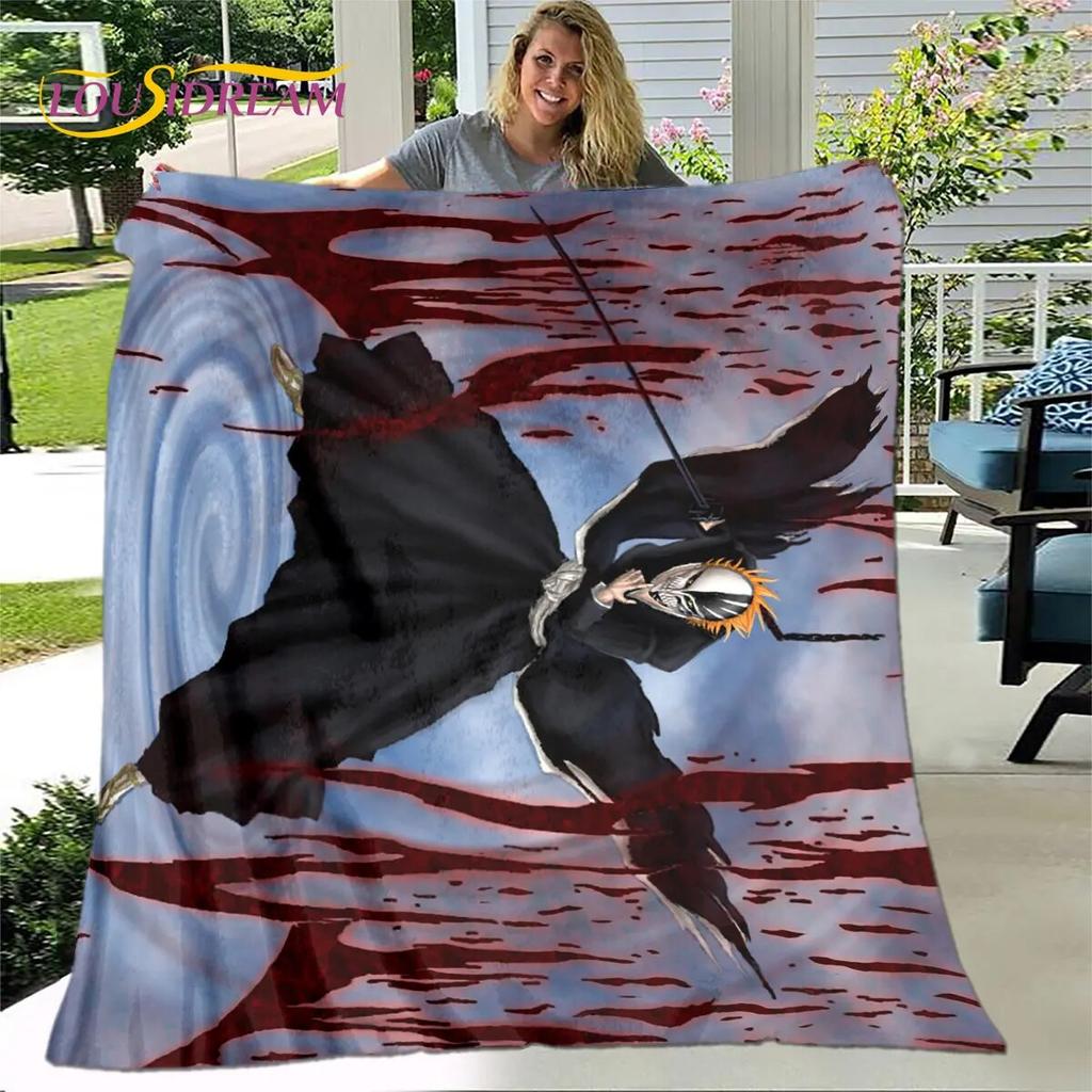 Bleach Japan Anime Cartoon Weiche Plüschdecke, Flanelldecke, Überwurf, Decke für Wohnzimmer, Schlafzimmer, Bett, Sofa, Picknick, Abdeckung für Kinder