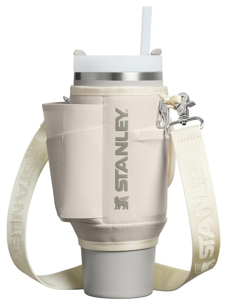 STANLEY Quencher Carryall for 30oz Tumblers with Handles Crossbody Bag with Phone Holder Card and Detachable Strap Water Bottle Carrier Bag Cream