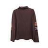 Maillard velvet long-sleeved semi-turtleneck long-sleeved bottoming shirt popular splicing design sticker T-shirt women