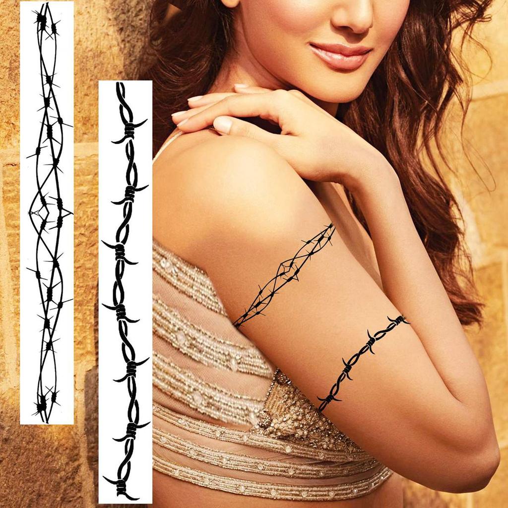 7 Sheets Barb Wire Temporary Tattoos For Women Men Adults, Halloween Barb Wire Tattoos Stickers, Prison Prisoner Tattoos Costume