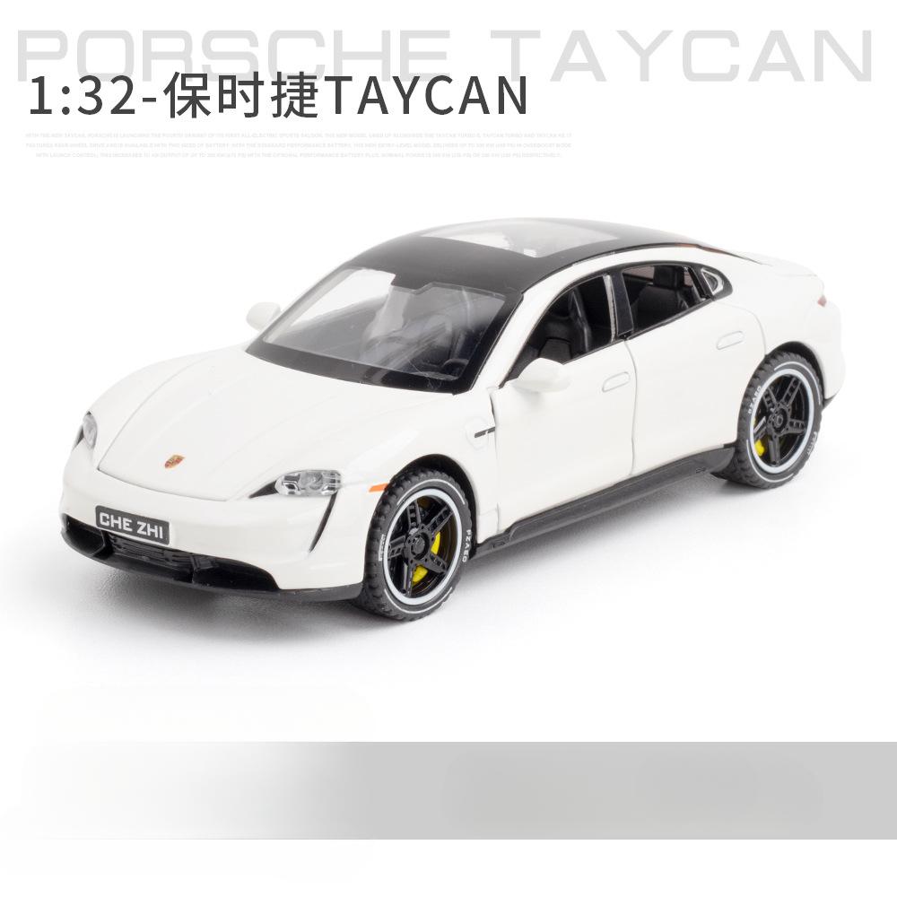 1:32 Porsche Taycan High-Simulation-Automodelle aus Metallguss, Sportwagen mit Sound und Licht, Rückziehmechanismus, Supercar-Geschenke für Kinder