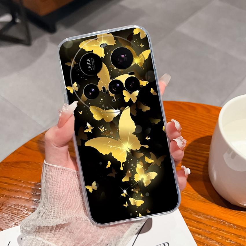 

Для Xiaomi 15T 15 Ultra Mi 10 11 12 Чехлы Кейс Красивые Золотые Бабочки Узоры Прозрачный Силиконовый Пылезащитный Защитный Чехол Для Корпуса Xiaomi Xiaomi 15 Ultra 5G