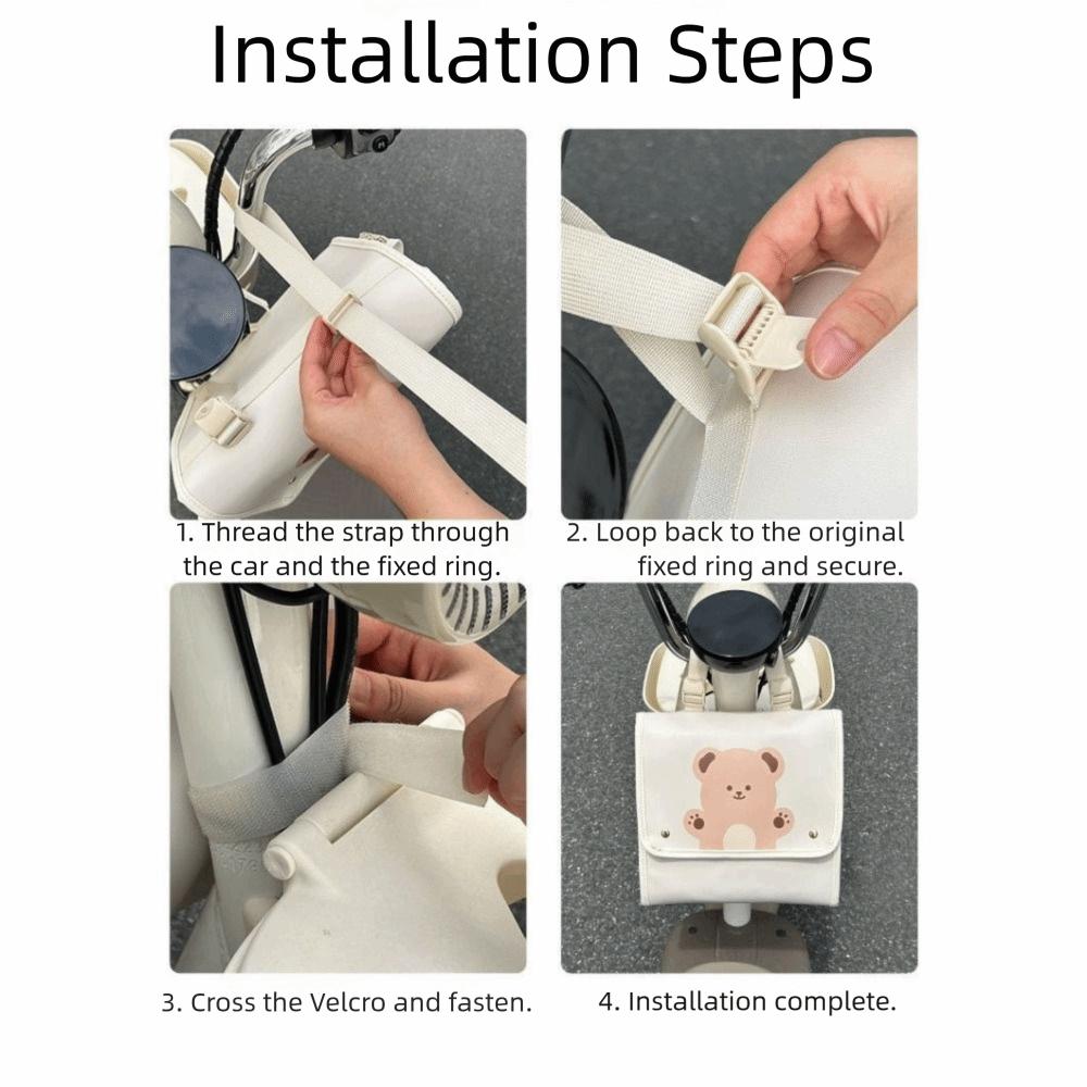 Large-capacity Electric Vehicle Front Storage Bag PU Waterproof Electric Vehicle Hanging Bag Scratch-proof Side Pocket