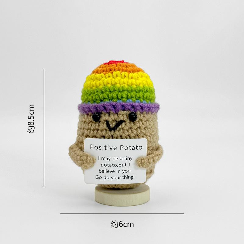 Funny Positive Energy Potato Hug Pocket Doll Mini Handmade Plush Knitted Plant Ornament Home Room Decoration Christams Gifts