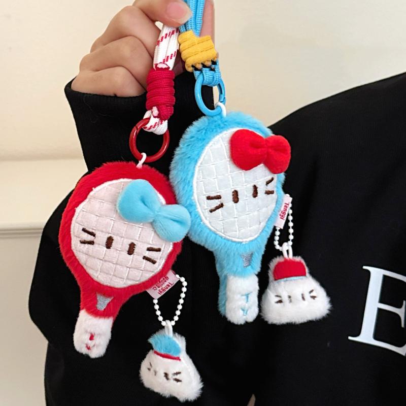 Cute Cartoon Badminton Racket Doll Pendant Keychain Kawaii Simulation Filled Doll Backpack Decoration Pendant Accessories Gift