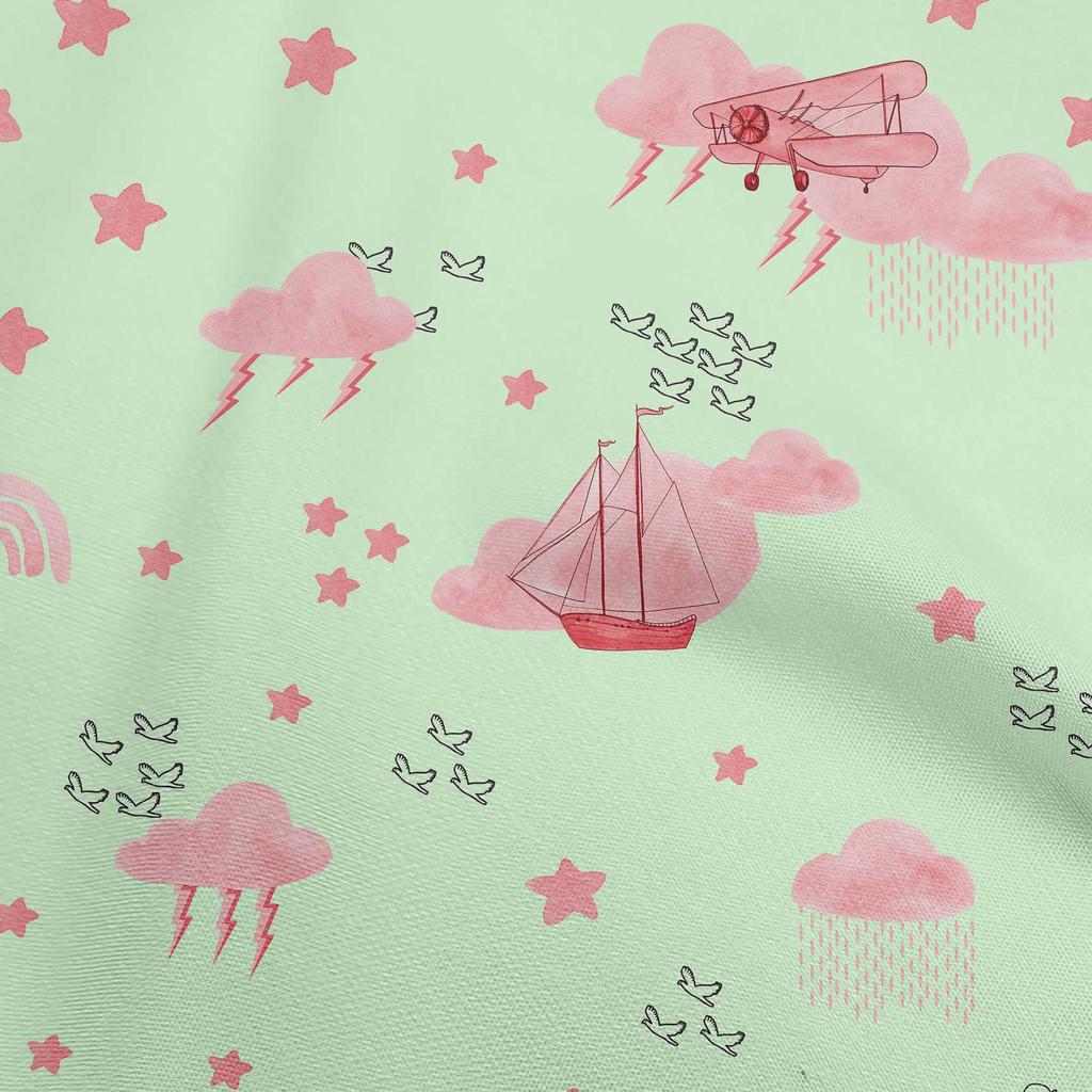 oneOone Cotton Flex Light Gray Fabric Kids Craft Projects Decor Fabric Printed By The Yard 40 Inch