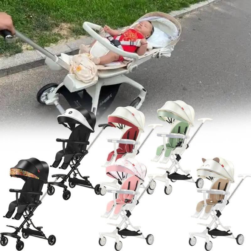 Wheeled Four Collapsible Baby Stroller Lightweight Foldable Seat Convertible