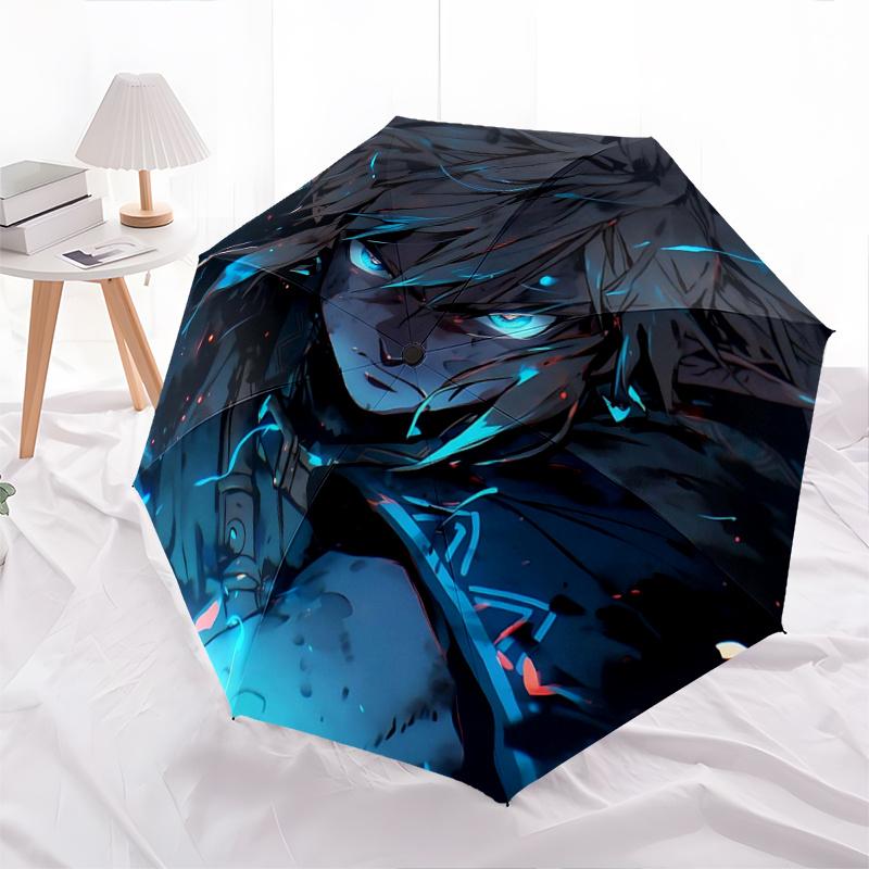 

1pc Blue Eyed Warrior Automatic Opening and Closing Folding - A Good Choice for Gifts, Fashionable and Convenient Umbrella With Cute Cartoon Char