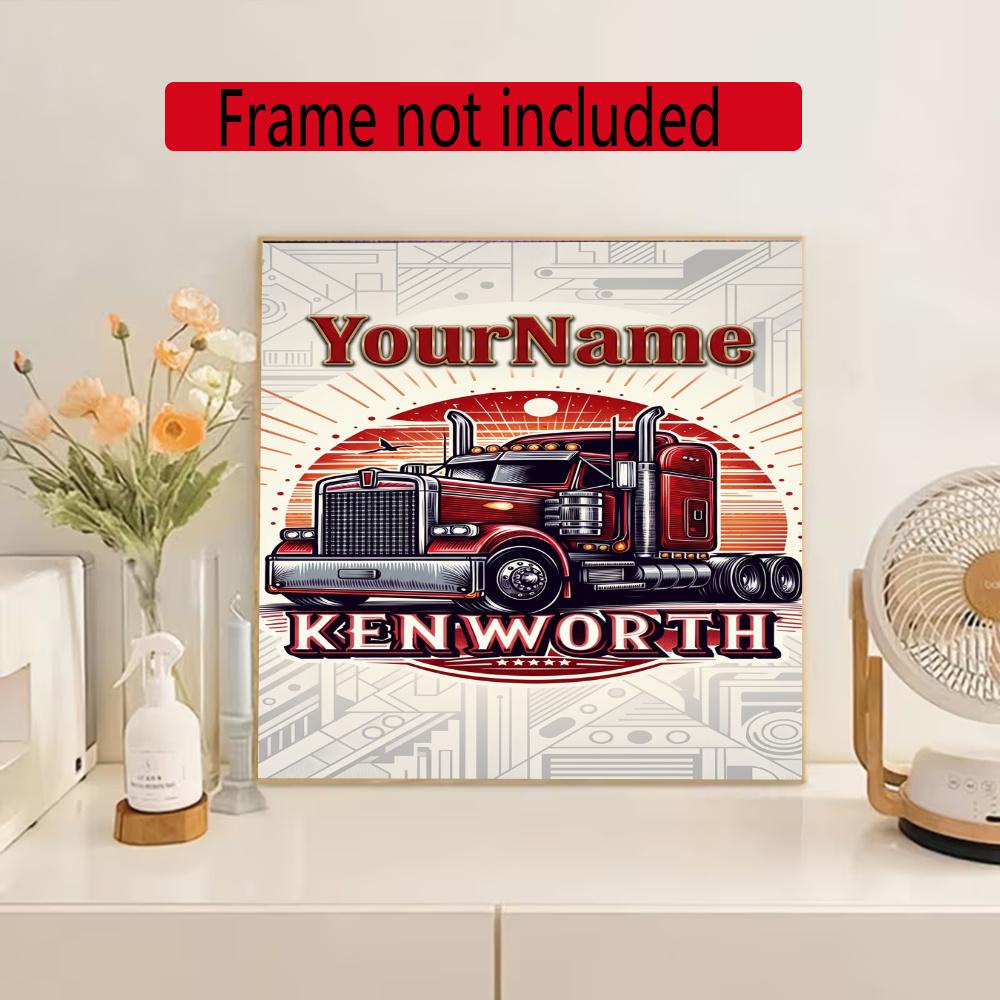 Peterbilt Heavy Trucks Customize Your Name Diamond Painting Round Diamond Diy Frameless Holiday Artwork Suitable For Home Office Wall Decoration