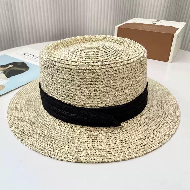Straw hat ins lace-up hollow straw hat women's summer travel sun protection beach seaside sun hat lace edge sun hat