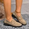 Plus Size 2026 British Style Women's Suede Loafers - Thick Sole, Flat Slip-on, Comfortable & Versatile Casual Shoes