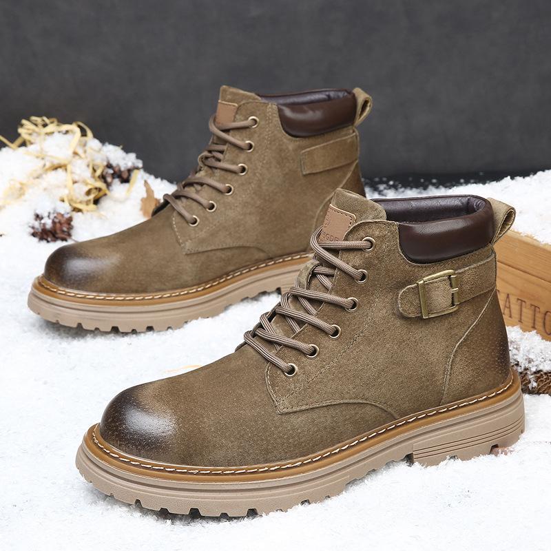 FashionDermis Retro Platform Boots for Men  Autumn Winter Fashion Casual Work Shoes Male Buckle Designer British Yellow Ankle Boots Man