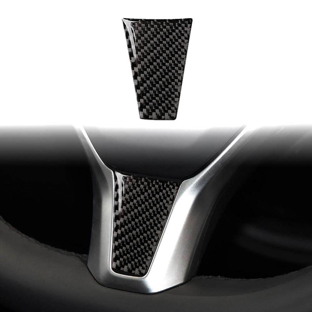For Tesla Model S/X 2014- Car Interior Accessories Carbon Fiber Steering Wheel Decal Decorative Sticker
