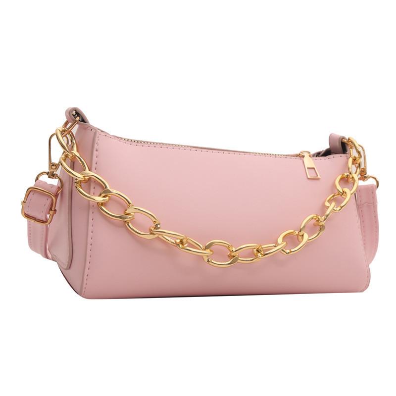 Urban Minimalist Style Pure Color Chain Small Square Shoulder Bag