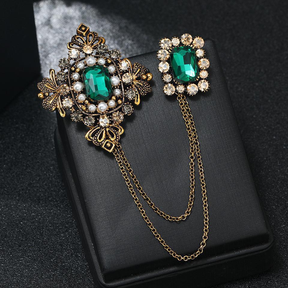 Vintage Baroque Crystal Cross Brooch for Women & Men - Rhinestone Classic Badge