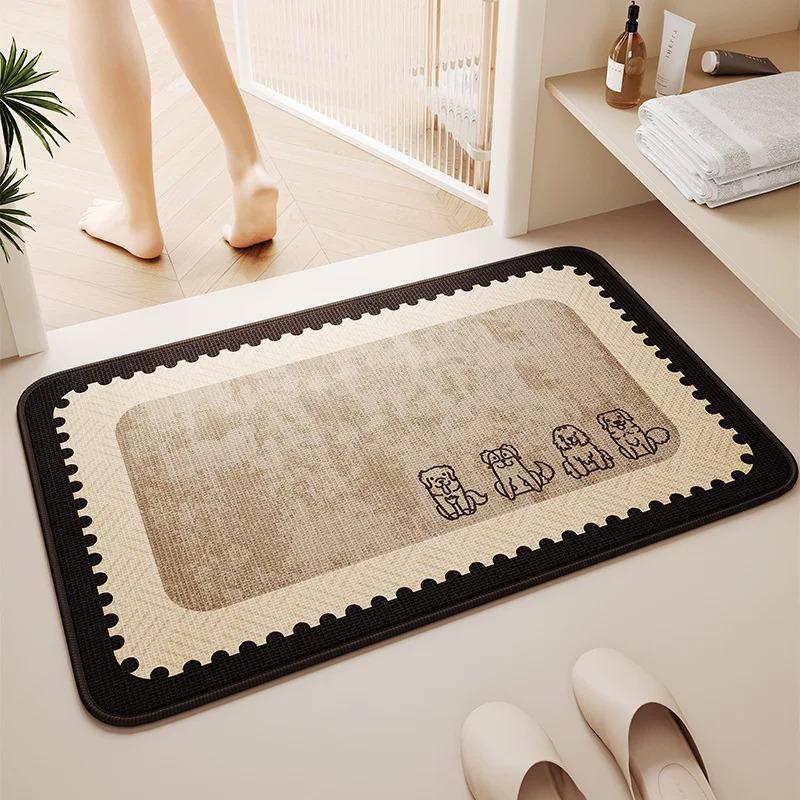 Absorbent Bathroom Rug Non-Slip Diatoms Floor Mat Cartoon Animal Pattern Carpet Toilet Area Rugs Quick-Drying Home Decor Mats