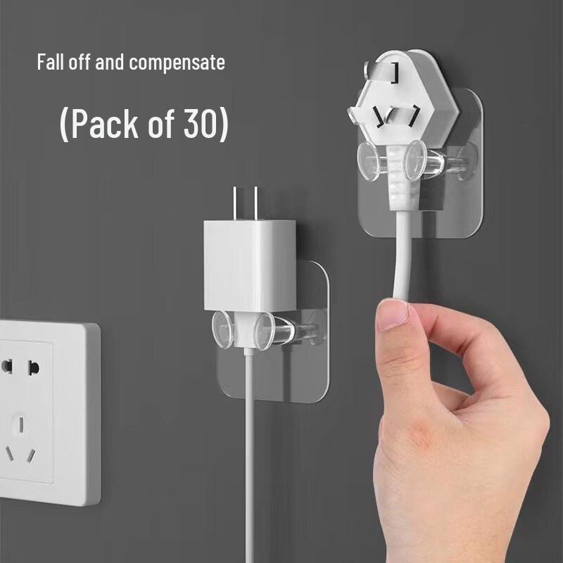 Transparent Adhesive Plug Hook (30-Pack)