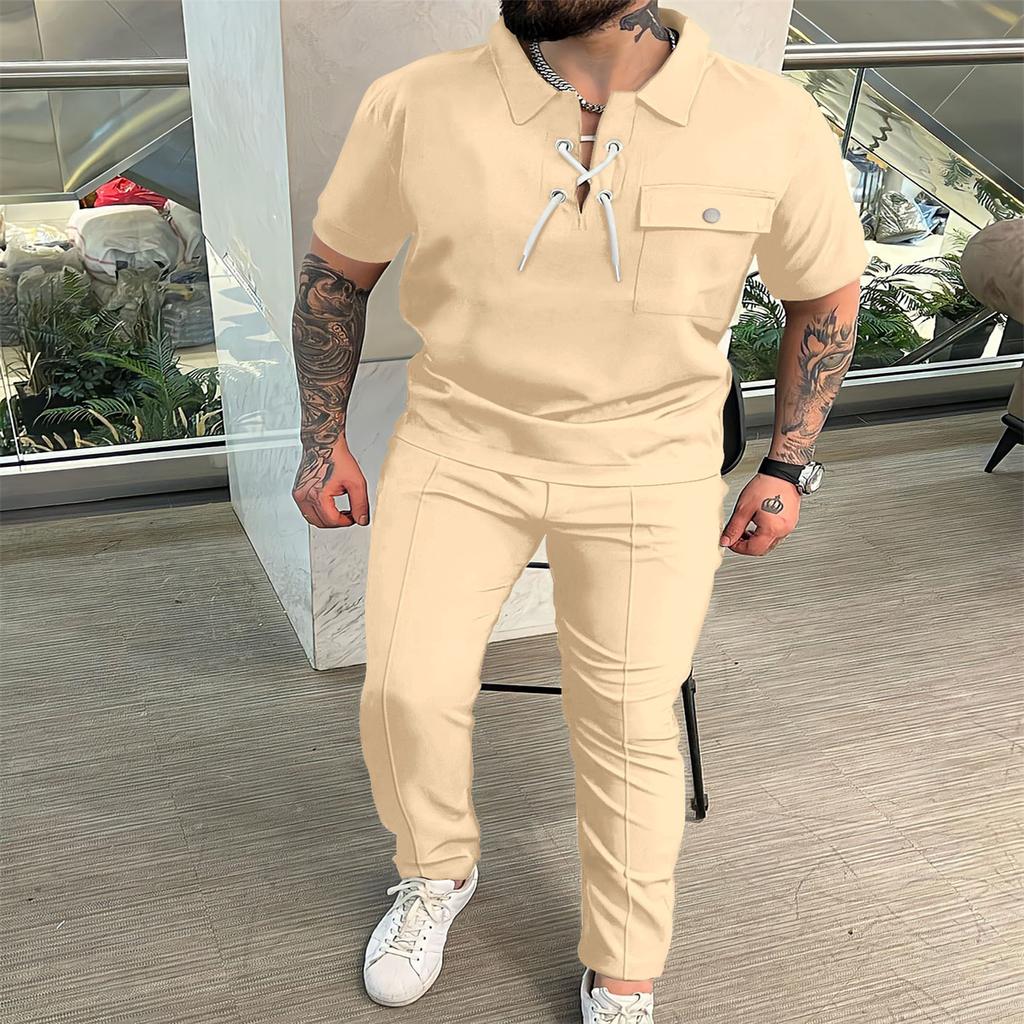 Herbst Mode männer Hemd Casual T-shirt Kurzarm Casual Hosen Hip Hop Persönlichkeit Set