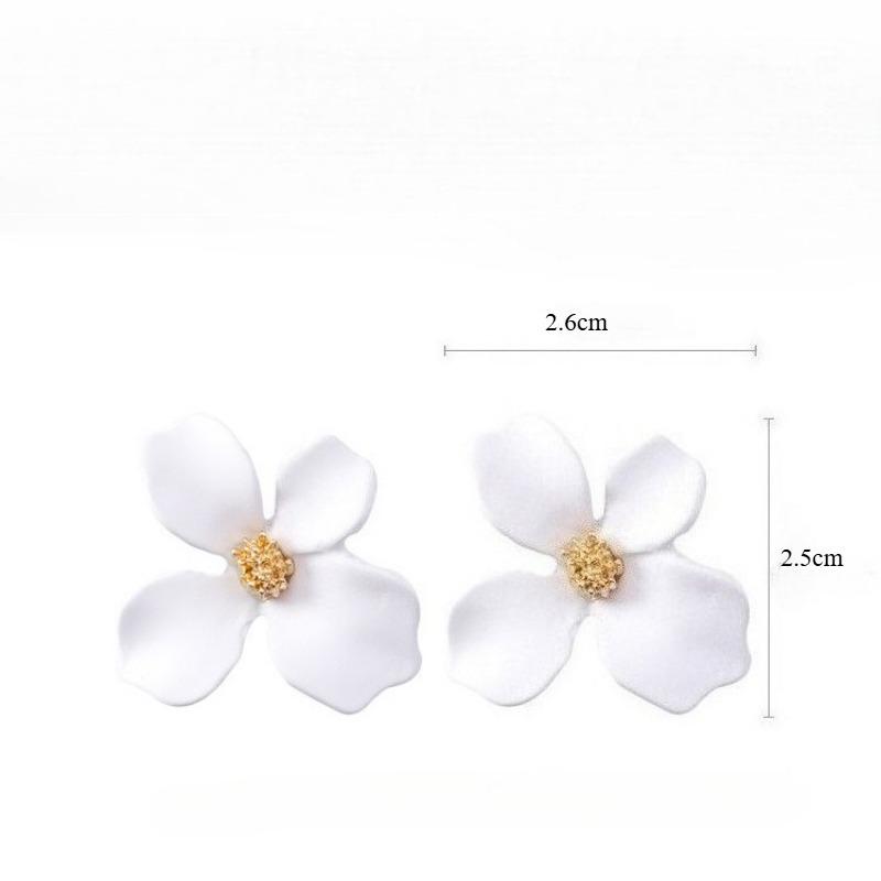 Colourful Korean Flower Earring for Women Girl Fashion Purple Earring Vintage Flower Shaped Ear Stud Wedding Party Jewelry Gift