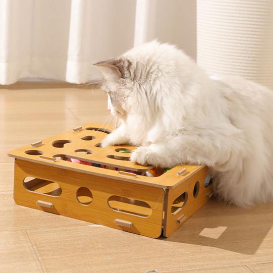Cat Scratch Puzzle Box Cat Nail File Enrichment Box Interactive Self-Play Maze Box Scratcher for Indoor Cats Mental Stimulation