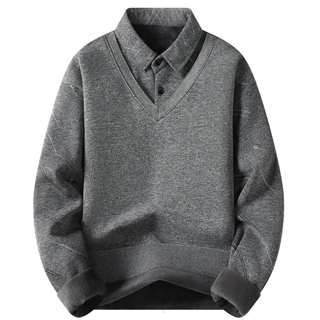 Men's Casual Color-blocking And Patchwork Style Two-piece Hoodie, Men's Loose V-neck Patchwork Lapel Shirt Hoodie