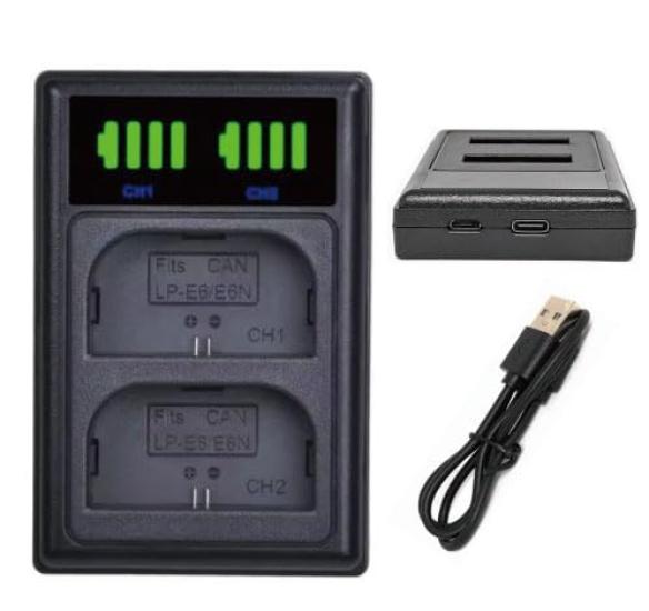 King USB Charger for Canon EOS and 90D Compatible with LCD LPE6 LP-E6, LP-E6N, R5, R6, R7, Ra, 5D, 60D, 6D, 70D, 7D, 80D, Cameras,