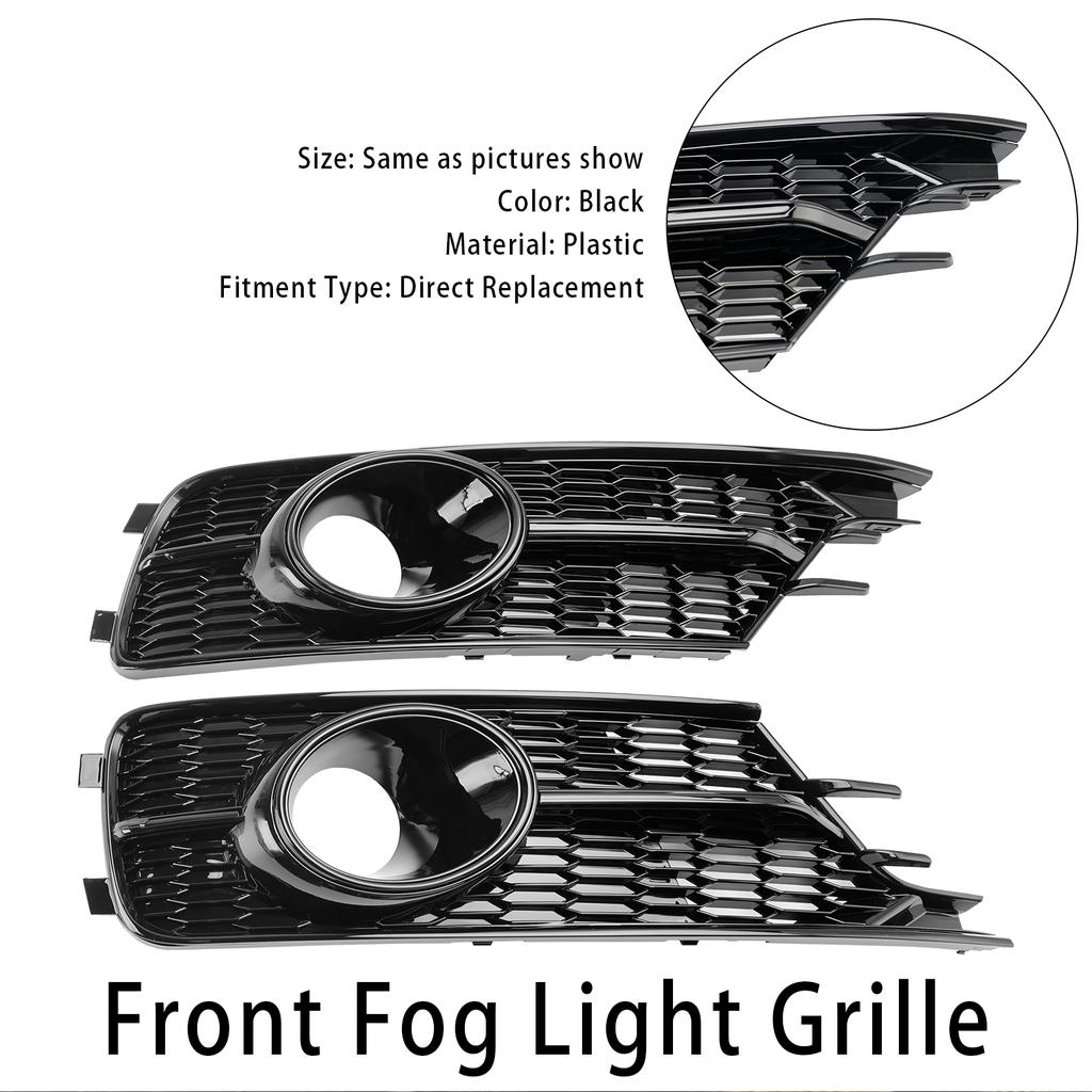 Pair Front Bumper Lower Light Cover Grille 4G0807647A 4G0807648A Fit A6 C7 2016-2018 W/ACC Hole