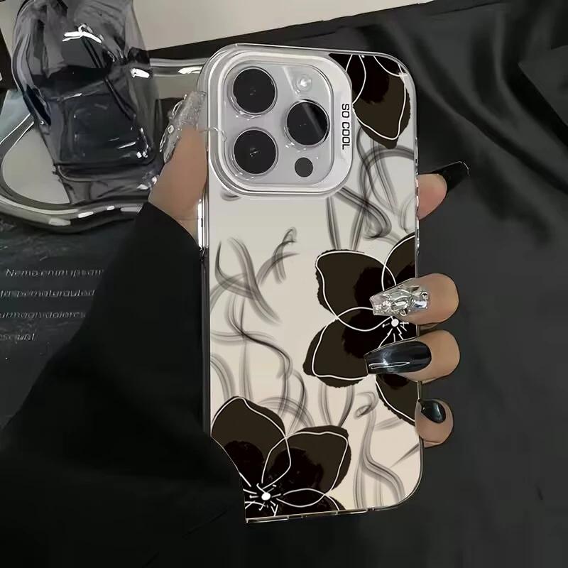 Full Bloom Flowers Galvanisiertes Silber IMD Handyhülle Für iPhone 16 15 14 13 12 11 Pro Max 16E Stoßfeste Hülle
