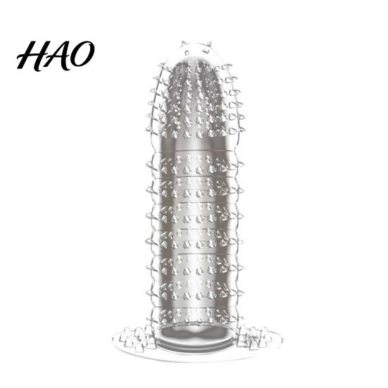 Male Condoms 5Pcs/Set Men External Use Soft Transparent Sexual Stimulation Sex Toy Large Particles Penis Sleeves Spike for Couple