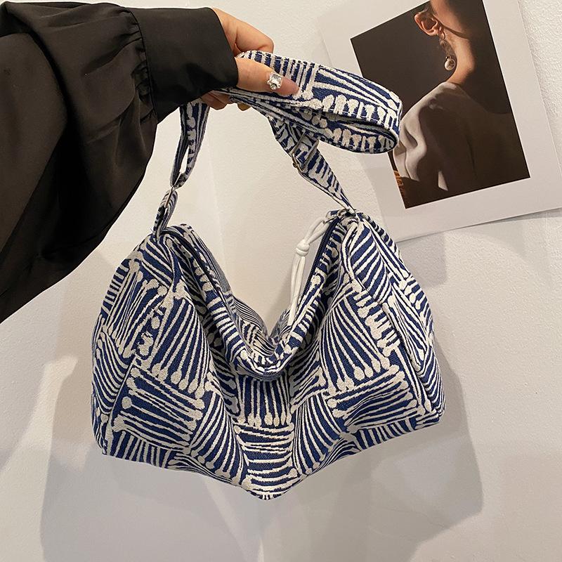 Striped commuter tote bag casual new fashion Korean messenger bag light large capacity foreign style shoulder bag