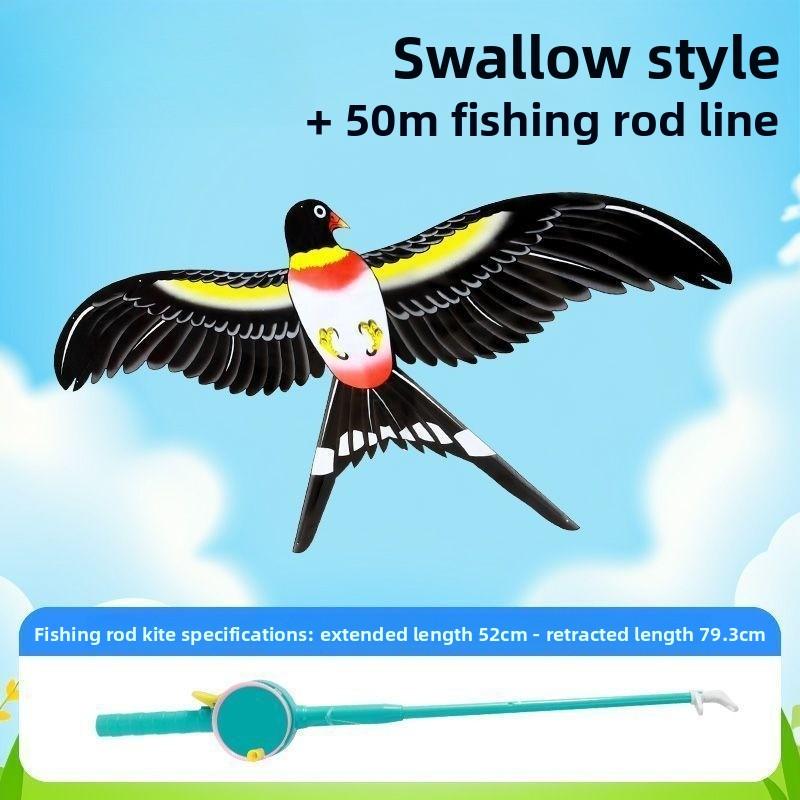 Fishing Rod Kite, Dynamic Mini Swallow and Butterfly Kite, Children Aged 3 To 6, Easy To Fly in A Light Breeze, Plastic Simulation Handheld Kite