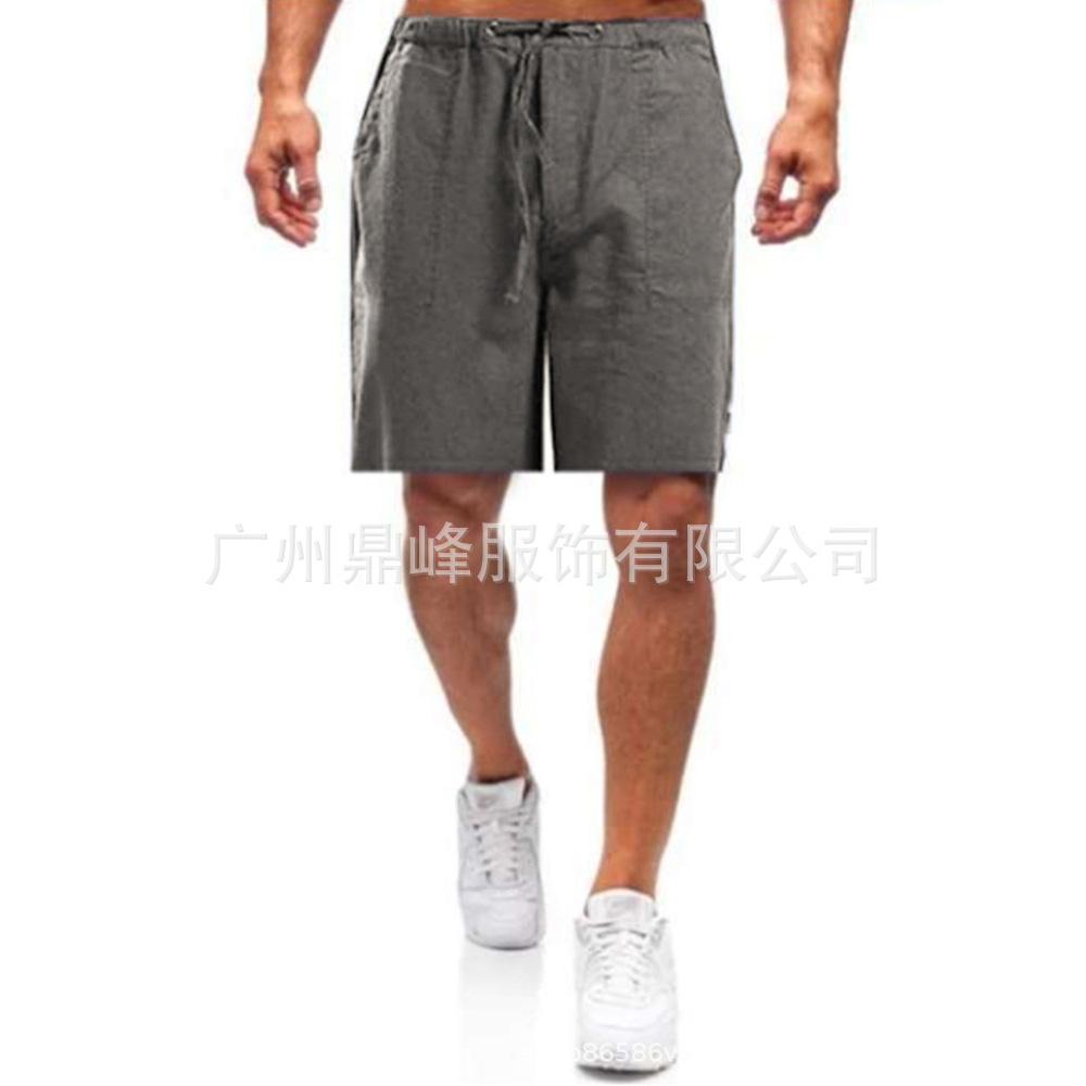 Men's Summer Simple Shorts Solid Color Straight Drawstring Breathable Elastic Waist Casual Loose Jogger Sportswear