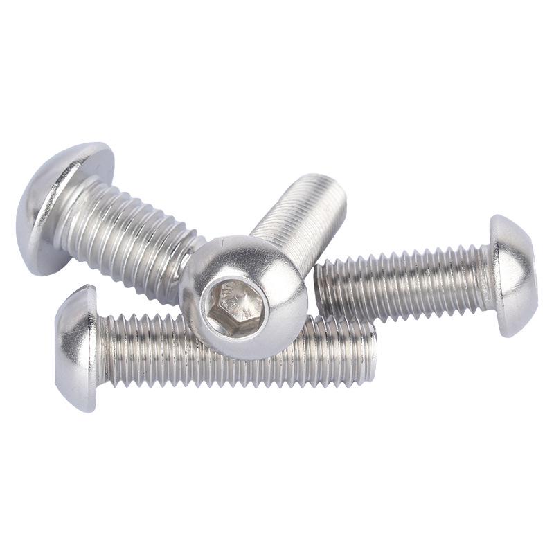 Semicircular Head Hex Socket Screws, 304 Stainless Steel M2-M12, ISO7380 Machine Thread Bolts