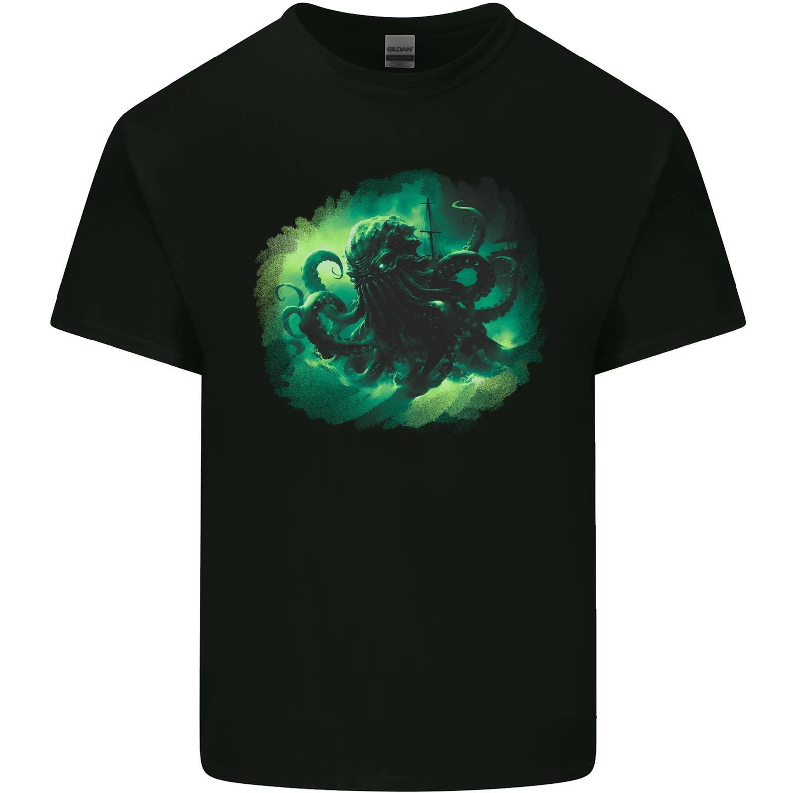 Kraken and Ship Kids T-Shirt Childrens XL