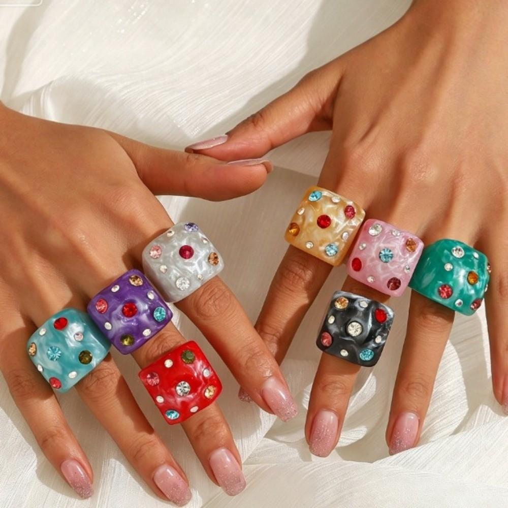 Resin Resin Finger Rings Jewelry Gift Square Ring Irregular Geometric Rings Valentine's Day