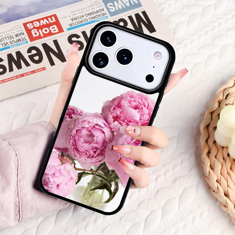 Peony Delicate Flower Phone Case For IPhone 17 16e 15 14 13 12 11 Pro Max Air Mini Soft Protective Cover
