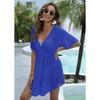 Women's See Through Mesh Deep V Irregular Waist Waist Beach Bikini Smock Dress