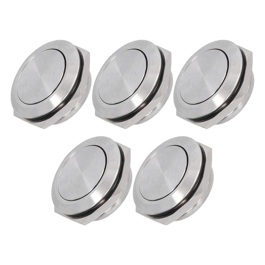 5Pcs Flat Top Button Switch Stainless Steel Waterproof Screw Terminal Power Accessories 0?220V