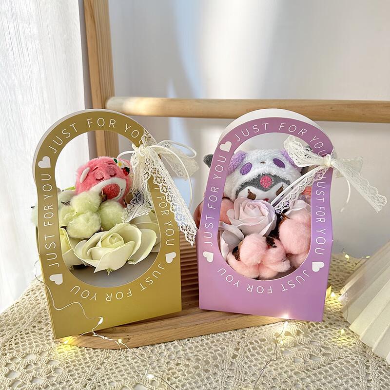 Creative Artificial Rose & Cartoon Plush Toy Bouquet Basket