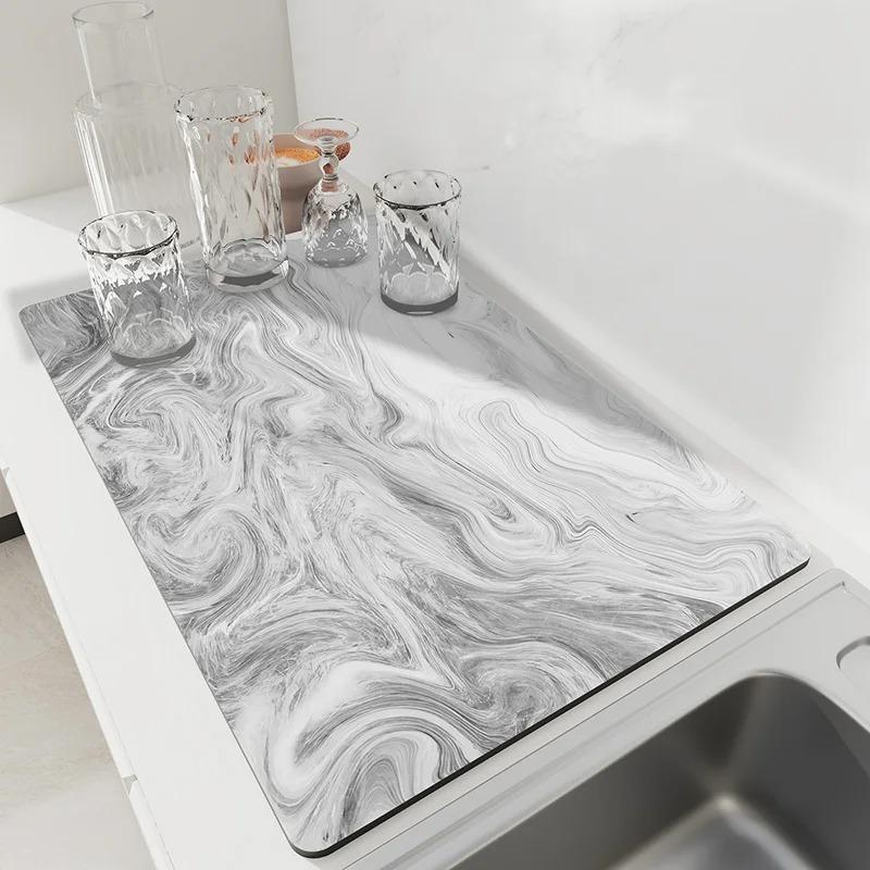 

Кухонный коврик для сушки посуды Абсорбирующий Быстросохнущий Коврик для кофемашин Столешница Подкладка для стекания посуды Столовый прибор Подставка Нескользящий коврик 20x30cm