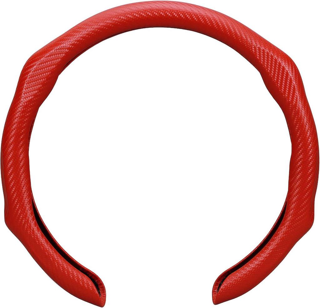 Carbon Fiber Pattern Anti-Slip Leather Steering Wheel Cover for Various Car Models