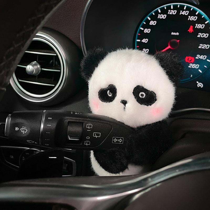 Car Interior Decoration Ornaments Car Mounted Gear Guard Decoration Panda Doll 2024 New Turn Signal Wiper Cartoon Doll Decor