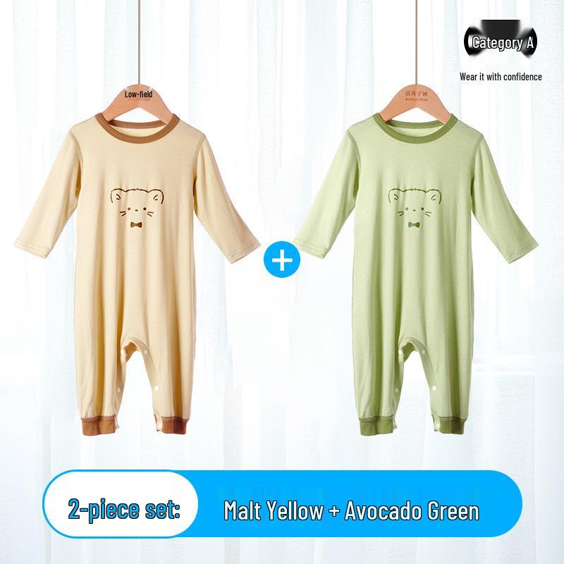 

Baby Modal Long Sleeve Pajamas - Breathable, High-Elastic Romper for Spring to Autumn 100 cm