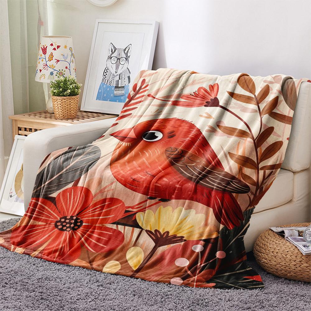 1Pc Cartoon Print Flannel Blanket, High Quality Comfortable for All Seasons, Home Decor, Warmth and Comfort, Perfect for Christmas Birthday Gift