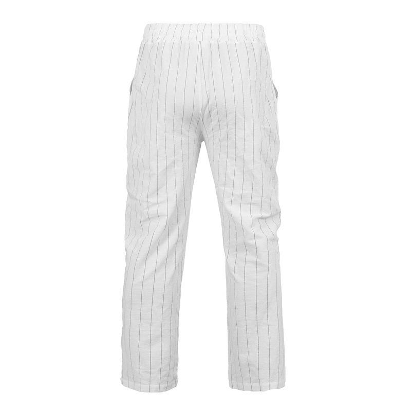 2026 Men's Linen Summer Pants Beach Pants Drawstring Vertical Stripes Straight Casual Breathable Comfortable Long Trousers