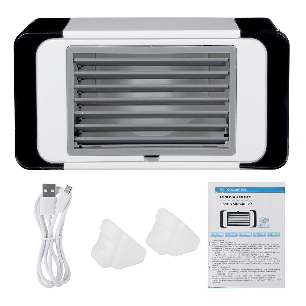 Aer Condiționat Mini Portabil Răcitor de Aer de Uz Casnic Multifuncțional USB Ventilator de Birou cu Aer Condiționat cu 2 Pachete de Cristal de Gheață