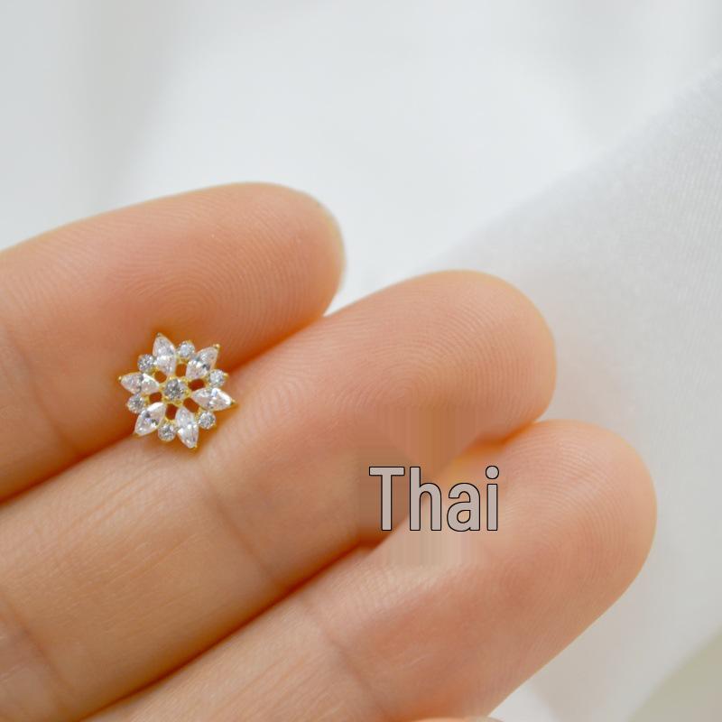 G23 Titanium Zircon Flower Lip & Ear Cartilage Stud Piercing Jewelry