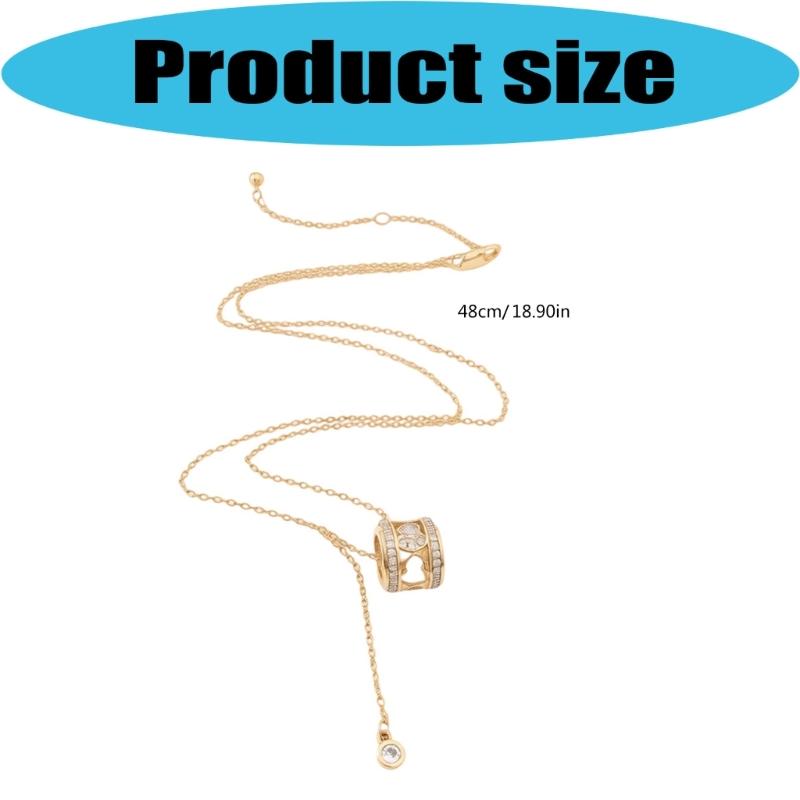 Elegant Gold Plated Zircon Geometric Gourd Pendant Necklace For Women Winter Layering 48cm Long Neck Chain